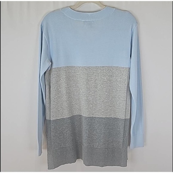 LAND'S End V-Neck Color Block CottonLong Sleeve Tunic Sweater SizeXSmall - Picture 6 of 6